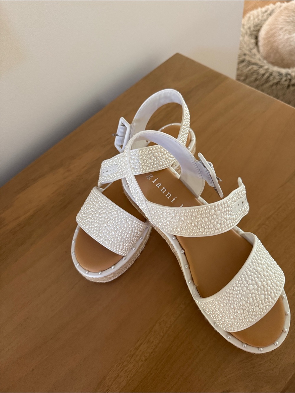 Ganni White Jeweled Sandals